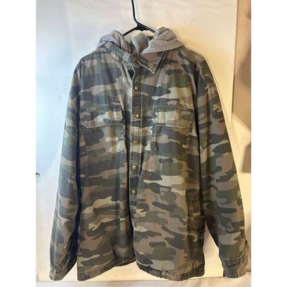 Faded glory xxl camouflage zipper snaps olive green coat (defect) rn#52469 - Picture 1 of 9